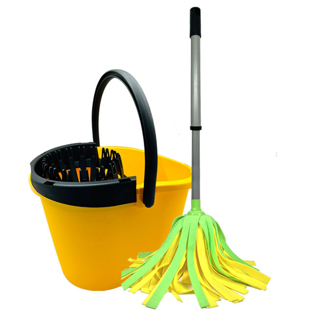 Made in Malaysia Cleaning 2 Colors Strips Mop and Bucket Set